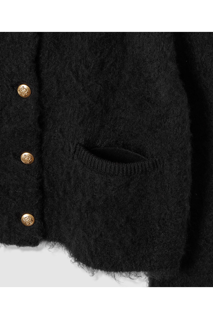 allureville(アルアバイル)｜シャギーニットカーディガン/ブラック の