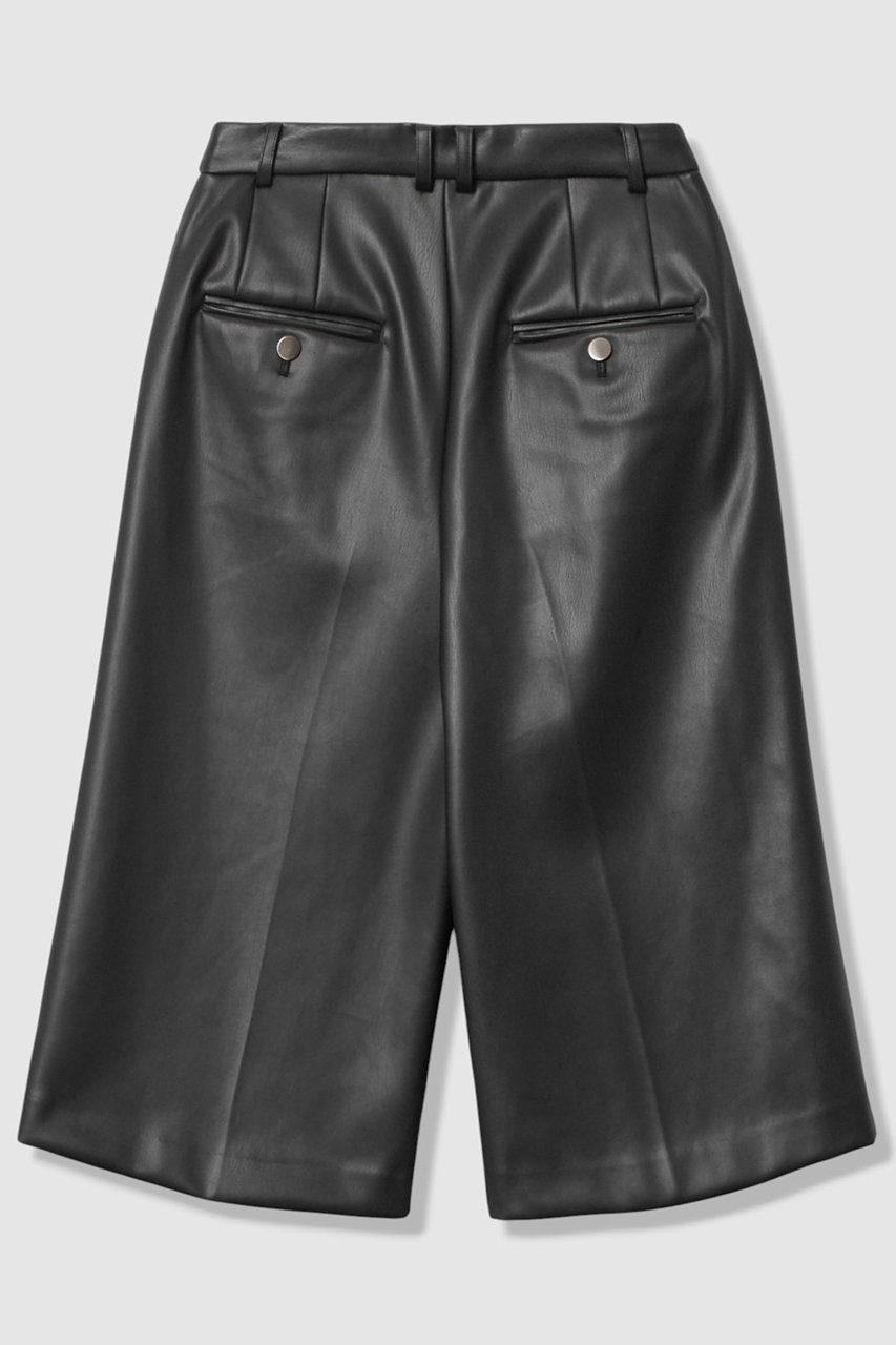 allureville(アルアバイル)｜フェイクレザーバミューダパンツ/ブラック