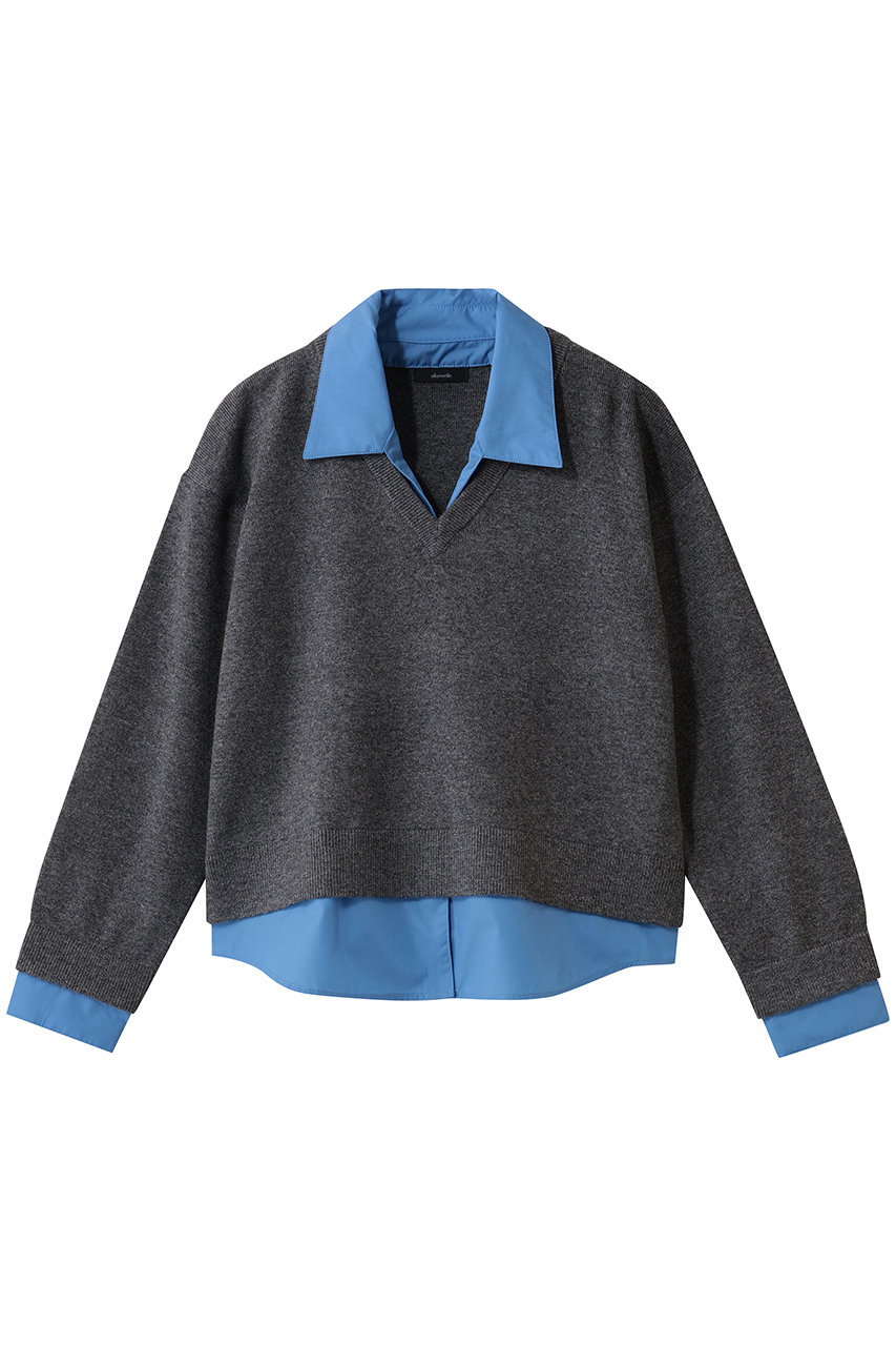 アルアバイル/allurevilleのフェイクレイヤードスキッパープルオーバー(グレー/20252016280-92-020)