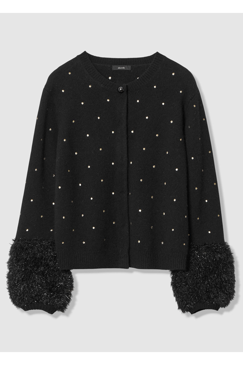 エンブロイダリードットファーカフスカーディガン