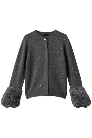 アルアバイル/allurevilleのエンブロイダリードットファーカフスカーディガン(110300/110303)