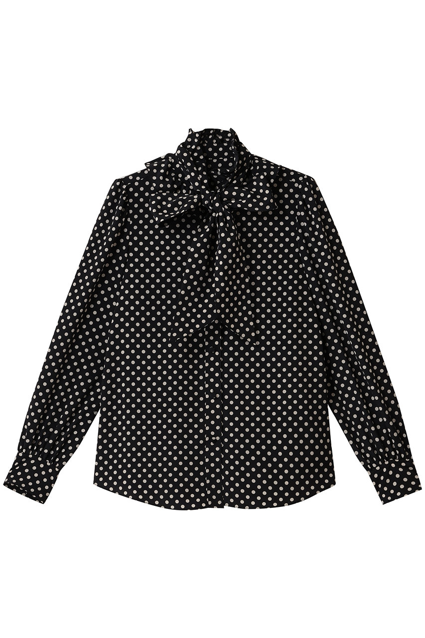 allureville 【Loulou Willoughby】デシンドットフリルボウタイBL A (ブラック, 2) アルアバイル ELLE SHOP