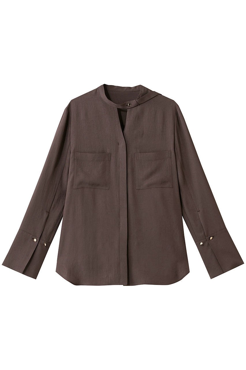 アルアバイル/allurevilleのブライトツイルアシメボウブラウス(ブラウン/20261013600-81-020)