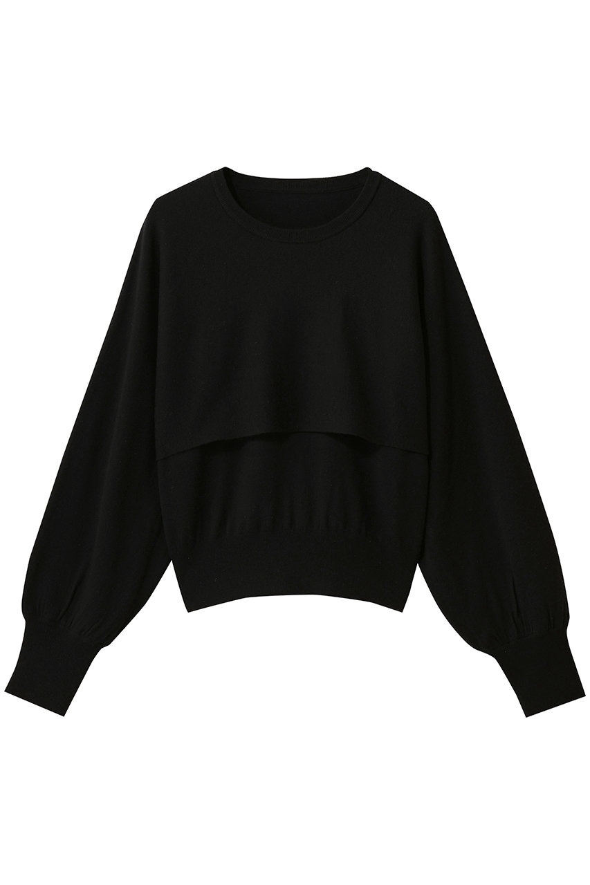 アルアバイル/allurevilleのメリノウールレイヤードプルオーバー(ブラック/20261016110-95-020)