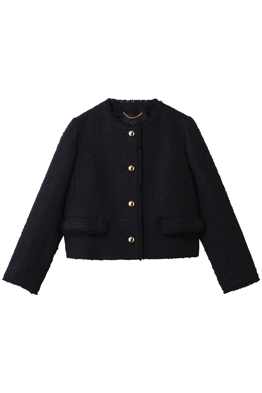 アルアバイル/allurevilleのツィードノーカラージャケット(ネイビー/20261010240-98-020)