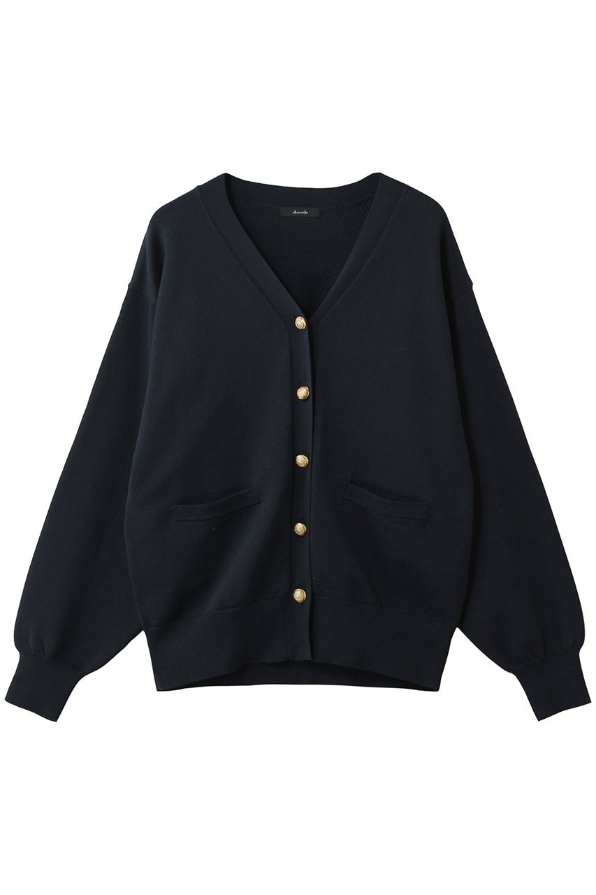 アルアバイル/allurevilleのコットンインレードルマンSL カーディガン(ネイビー/20261016160-65-020)