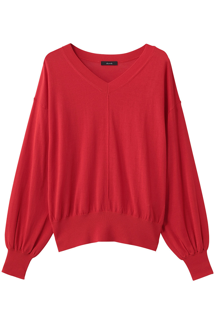アルアバイル/allurevilleのコットンシルクVネックプルオーバー(レッド/20261016350-65-020)