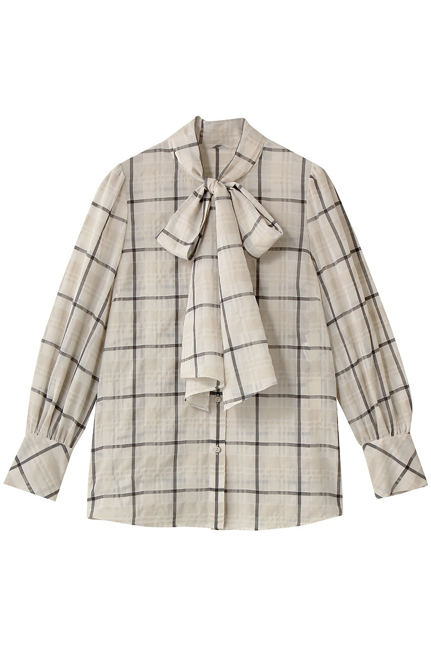 アルアバイル/allurevilleのシアーチェックボウブラウス(ライトベージュ/20261013820-52-020)