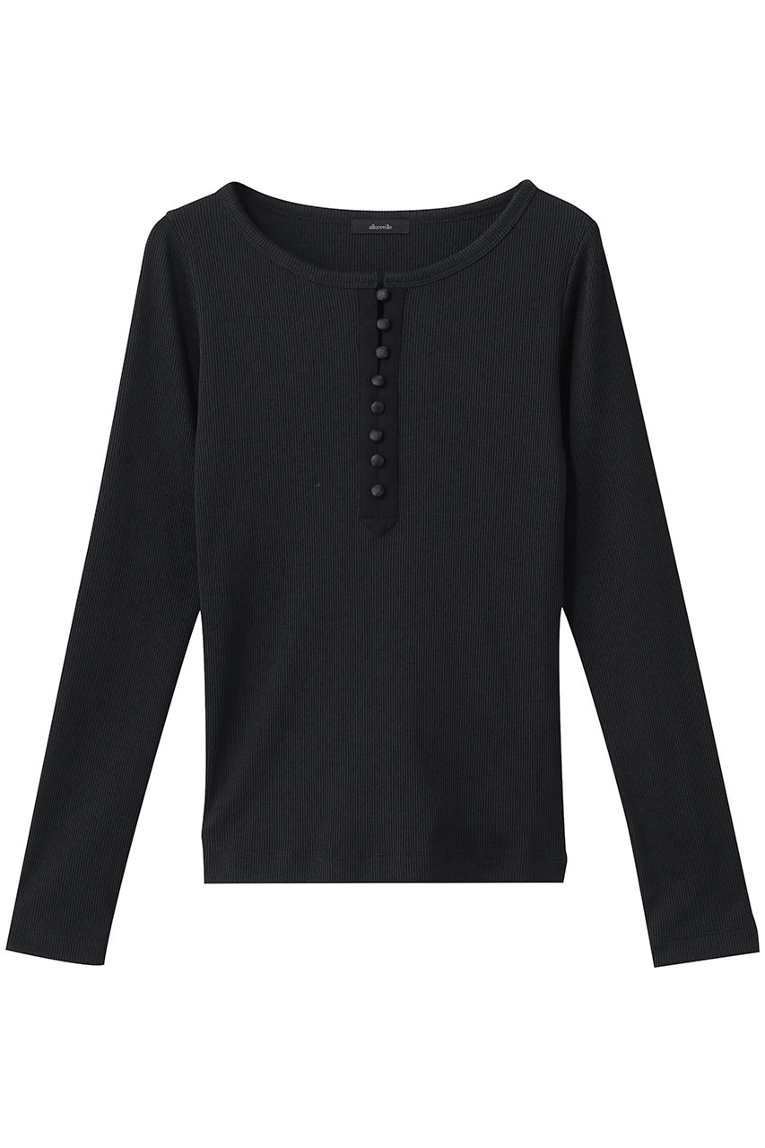 アルアバイル/allurevilleのテレコヘンリーネックプルオーバー(ブラック/20261015100-01-020)