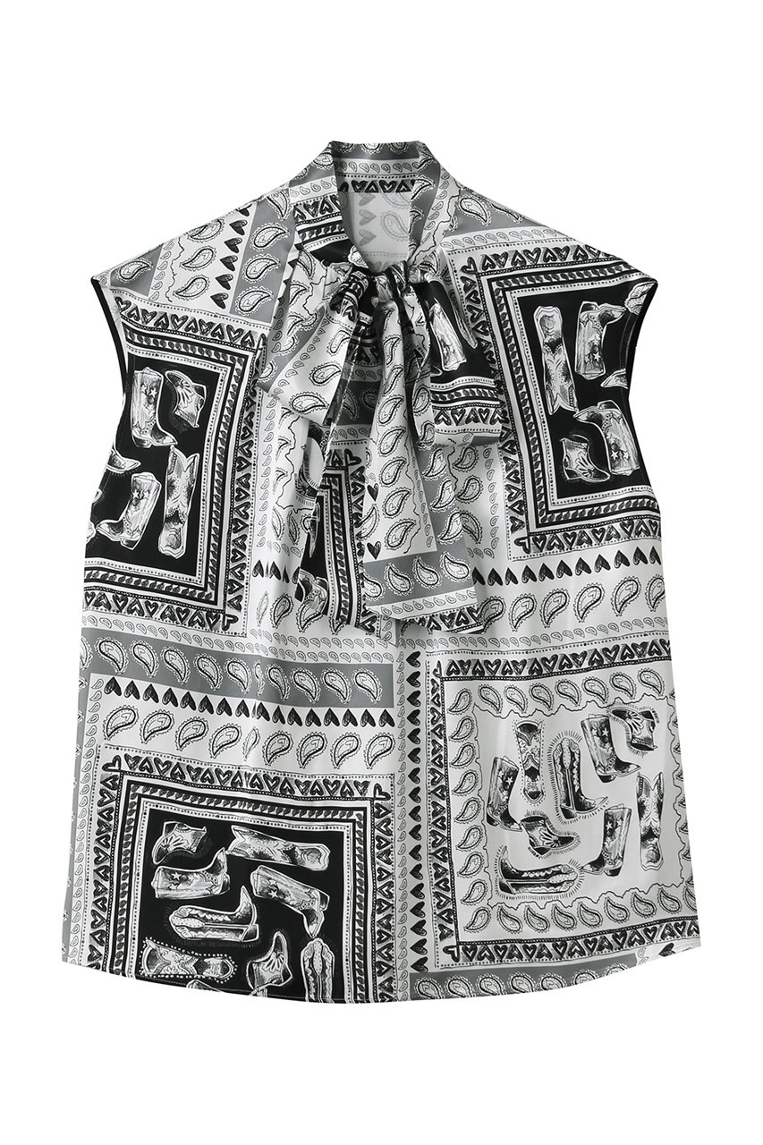 アルアバイル/allurevilleの【Loulou Willoughby】ウエスタンスカーフPTリボンブラウス(ブラック/21261013300-95-020)