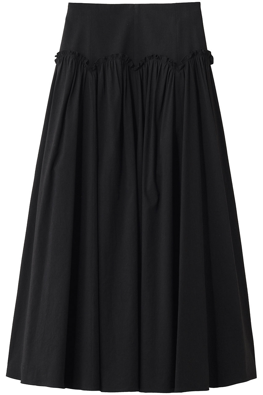 アルアバイル/allurevilleの【Loulou Willoughby】コットンリネンスカラップスカート(ブラック/21261011200-95-020)