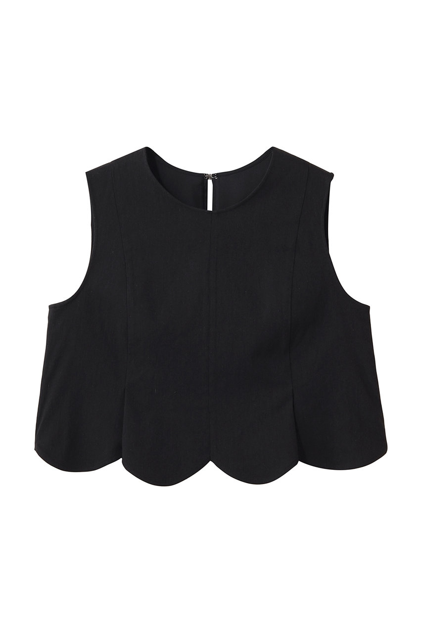 アルアバイル/allurevilleの【Loulou Willoughby】コットンリネンスカラップヘムブラウス(ブラック/21261013240-95-020)