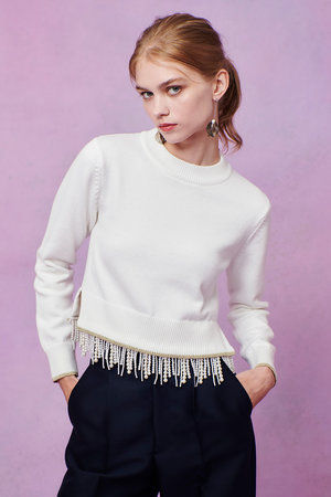 アルアバイル/allurevilleの【予約販売】【LOULOU WILLOUGHBY】パールフリンジフェザープルオーバー(110300/110301)