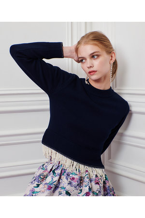 アルアバイル/allurevilleの【予約販売】【LOULOU WILLOUGHBY】パールフリンジフェザープルオーバー(110300/110301)