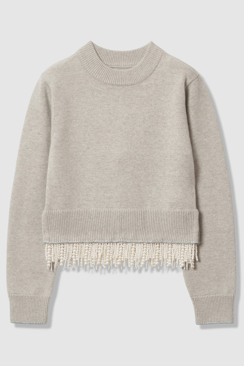 アルアバイル/allurevilleの【予約販売】【LOULOU WILLOUGHBY】パールフリンジフェザープルオーバー(ライトグレー/21261016010-65-020)