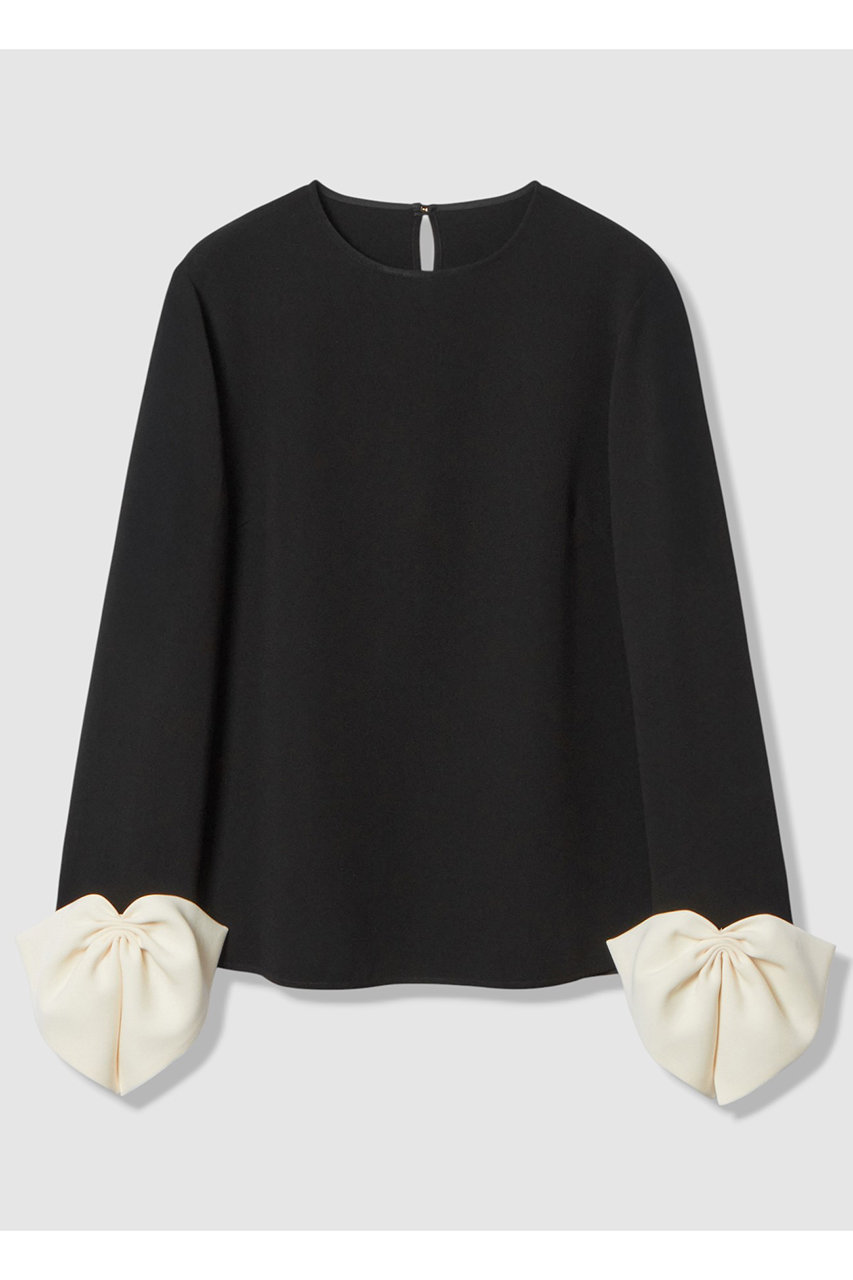 アルアバイル/allurevilleの【予約販売】【LOULOU WILLOUGHBY】ダブルクロス袖リボンブラウス(ブラック系/21261013020-98-020)