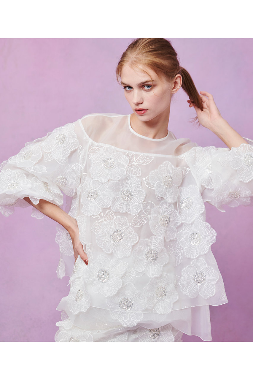 アルアバイル　ルルウィルビー シルクオーガンフラワーブラウス LOULOU WILLOUGHBY】オーガンフラワーブラウス