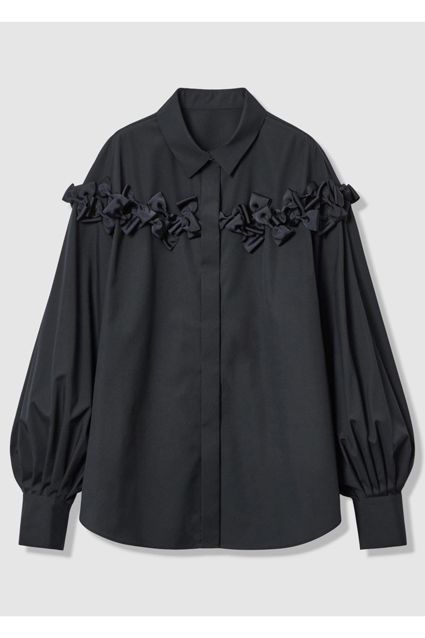 アルアバイル/allurevilleの【LOULOU WILLOUGHBY】メニーリボンパフスリーブシャツ(ネイビー/21261013040-65-020)