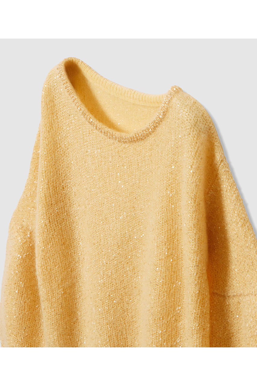 アルアバイル　モヘヤスパンコールプルオーバー　ゴールド　イエロー　M allureville(アルアバイル)｜モヘヤスパンコールプルオーバー/ゴールド