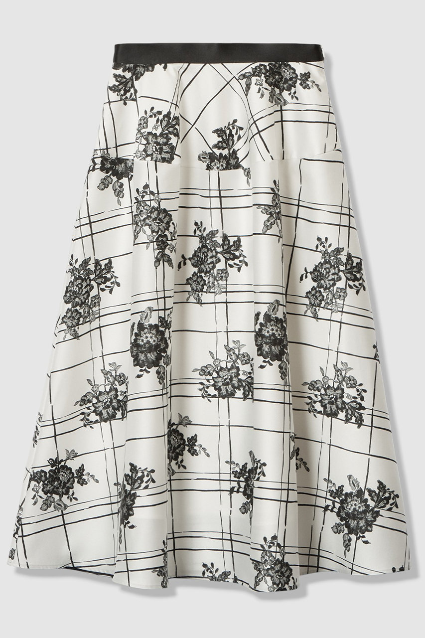 アルアバイル/allurevilleの【予約販売】【LOULOU WILLOUGHBY】SILK CO フラワーチェックスカート(ホワイト系/21261011070-08-020)