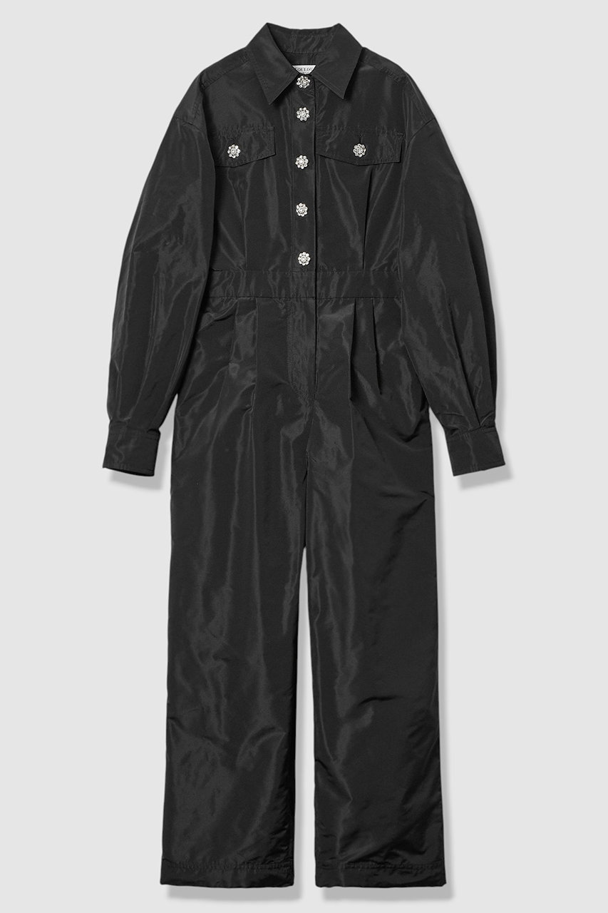 アルアバイル/allurevilleの【LOULOU WILLOUGHBY】タフタビジュー釦オールインワン(ブラック/21261012050-95-020)