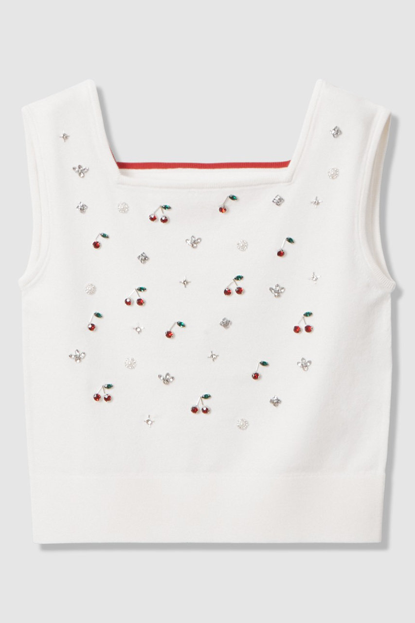 アルアバイル/allurevilleの【LOULOU WILLOUGHBY】CHERRYビジュータンク(オフホワイト/21261016110-63-020)