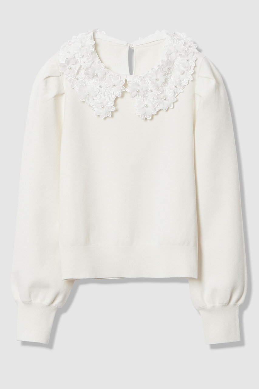 アルアバイル/allurevilleの【LOULOU WILLOUGHBY】フラワー衿付プルオーバー(オフホワイト/21261016080-95-020)