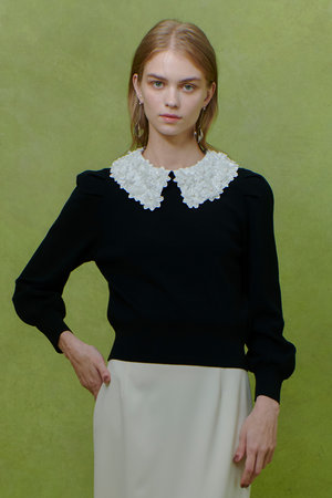 アルアバイル/allurevilleの【予約販売】【LOULOU WILLOUGHBY】フラワー衿付プルオーバー(110300/110301)