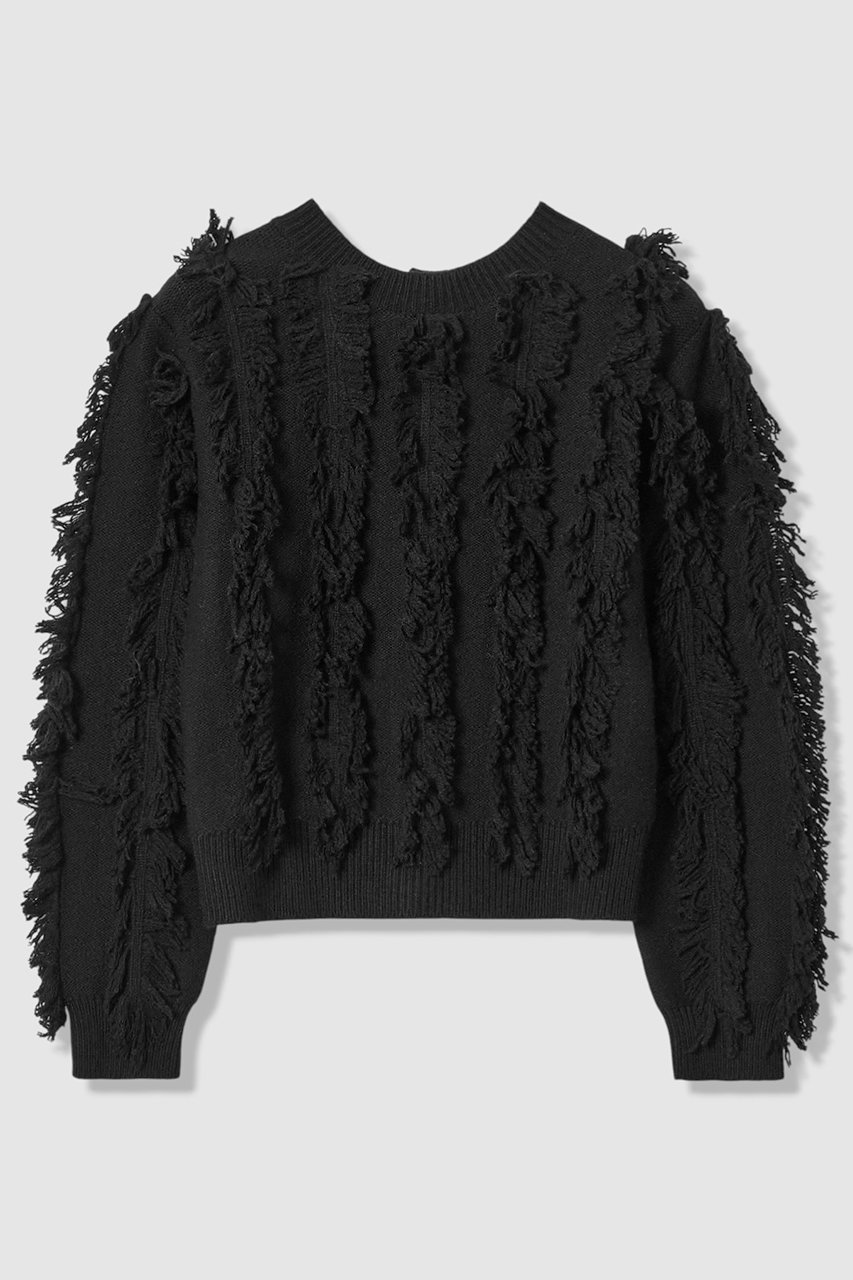 アルアバイル/allurevilleのフリンジシャギー2WAYプルオーバー(ブラック/20261016120-95-020)