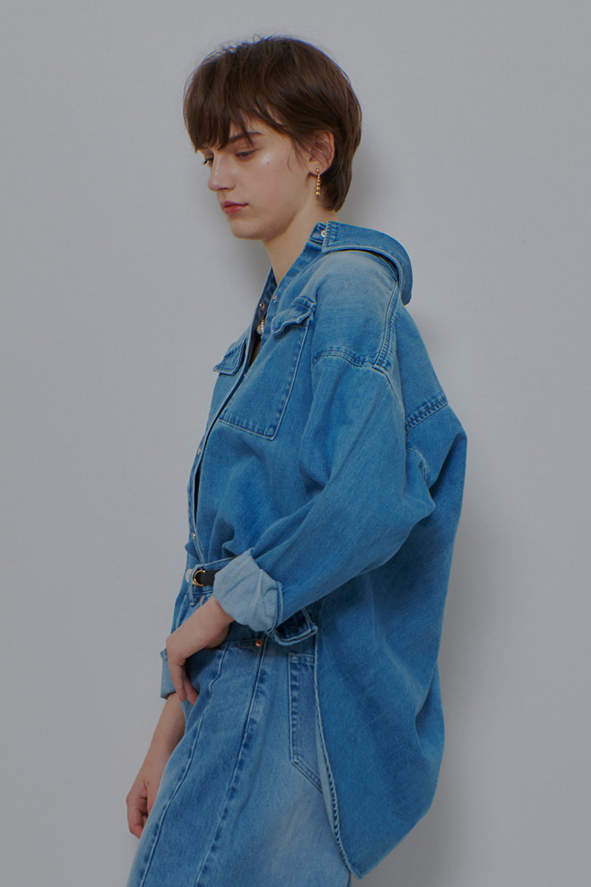美品 YLEVE イレーヴ デニムシャツ やわらか 羽織 長袖 ブルー 大人気 allureville(アルアバイル)｜【予約販売】バックレイヤードデニム
