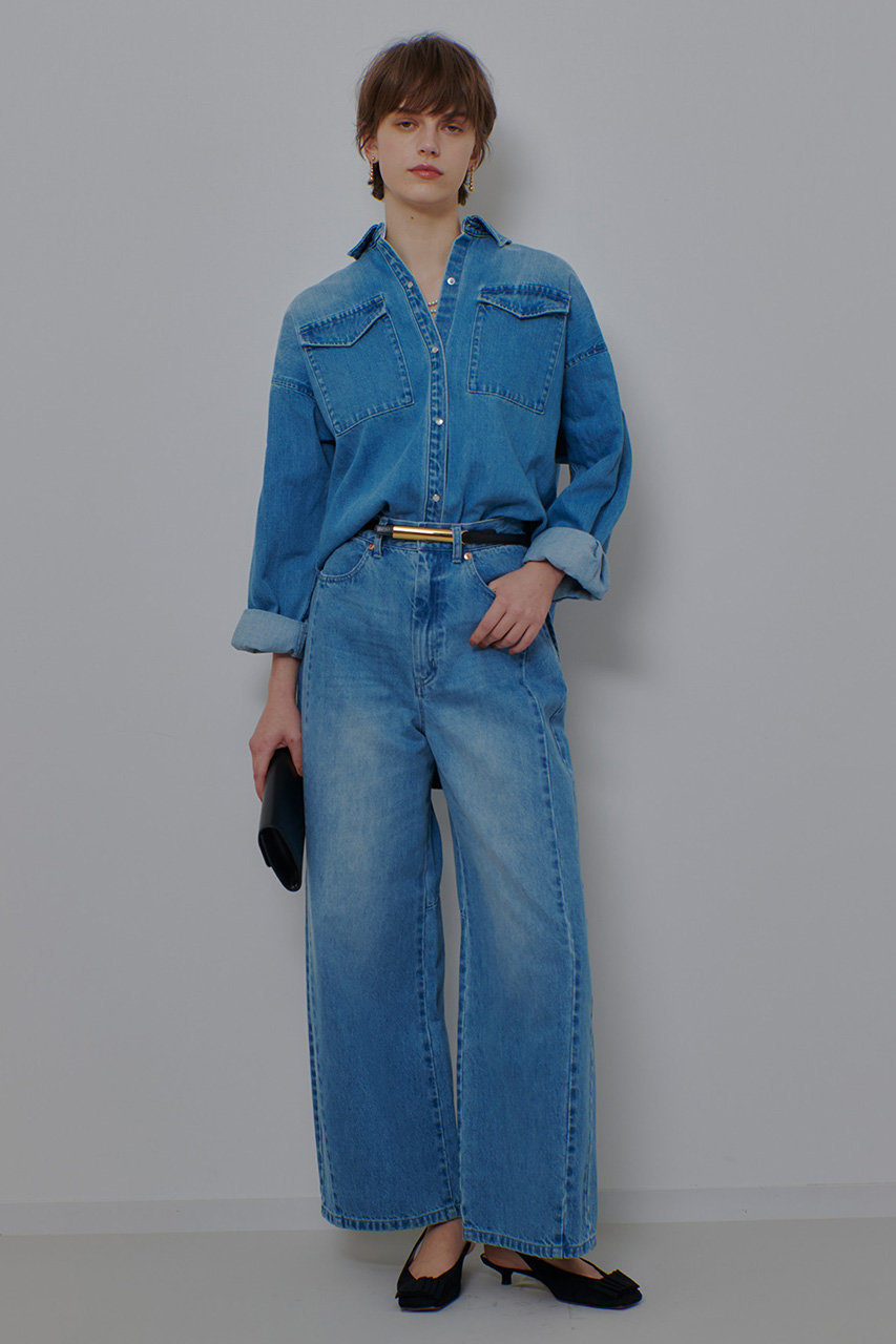 サイド切替オーバルデニムパンツ