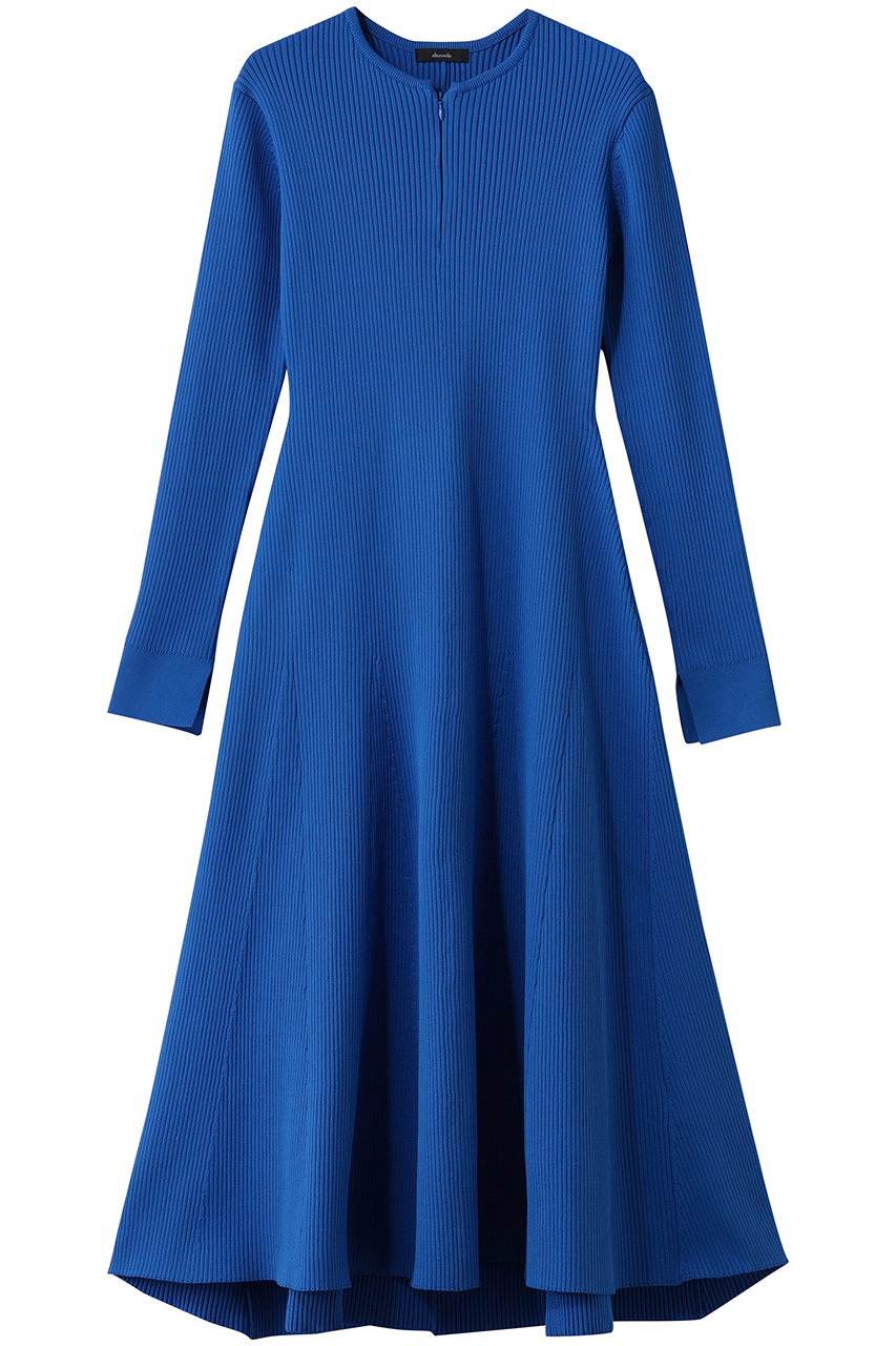 アルアバイル/allurevilleのコンシールフロントマチフレアリブワンピース(ブルー/20261014040-91-020)