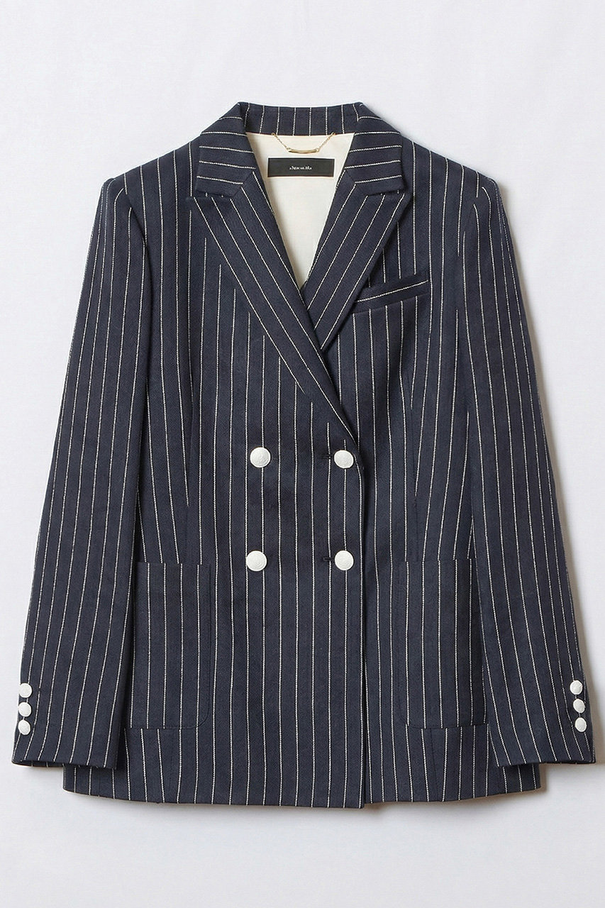 アルアバイル/allurevilleの【予約販売】リネンストライプダブルジャケット(ネイビー/20261010070-65-020)