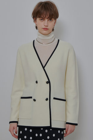 アルアバイル/allurevilleの【予約販売】ガーターノーカラーニットジャケット(110800/110803)