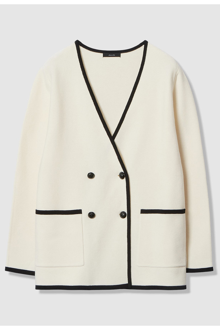 アルアバイル/allurevilleの【予約販売】ガーターノーカラーニットジャケット(アイボリー/20261016310-98-020)