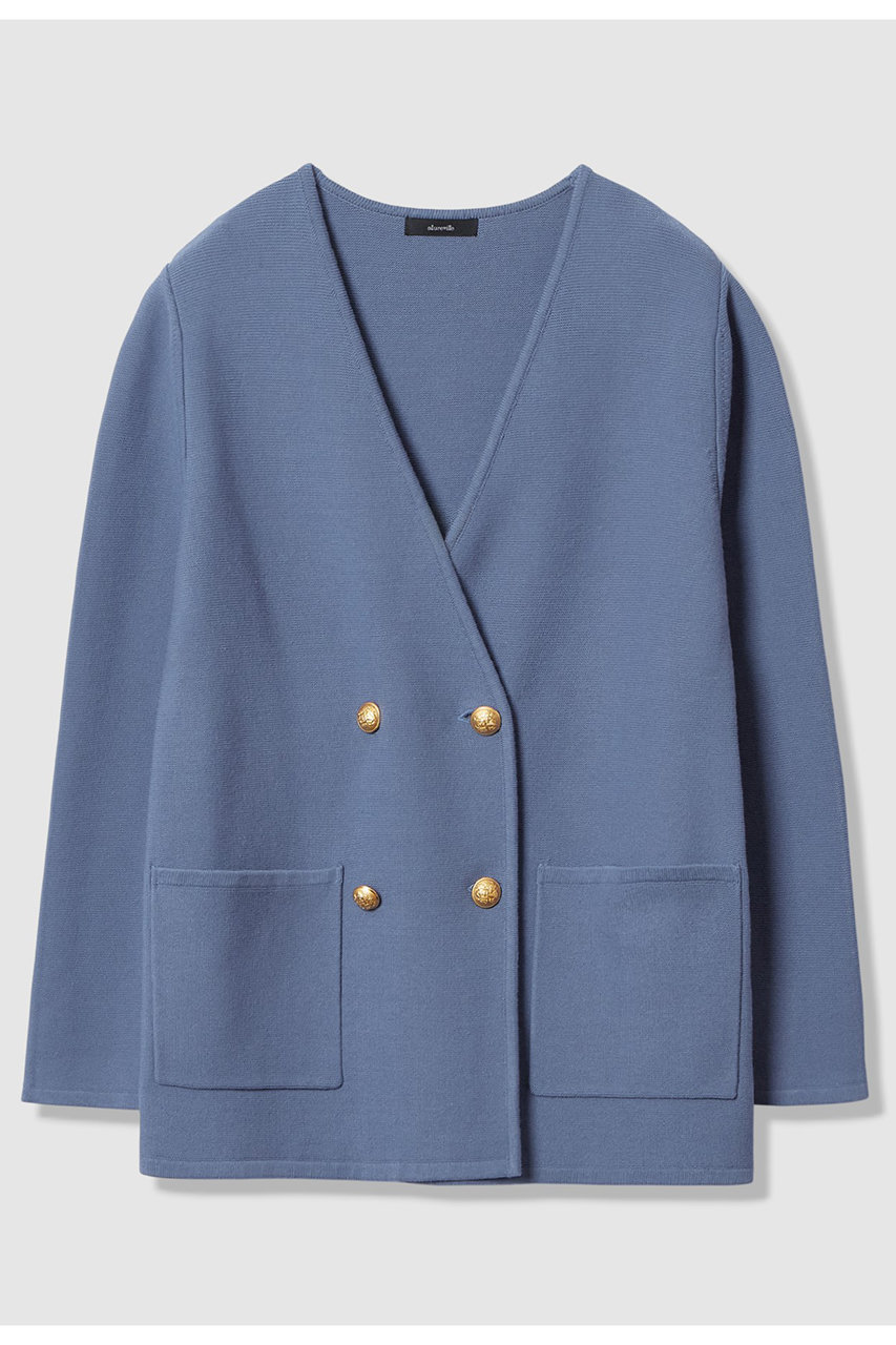 アルアバイル/allurevilleの【予約販売】ガーターノーカラーニットジャケット(ブルー/20261016310-98-020)