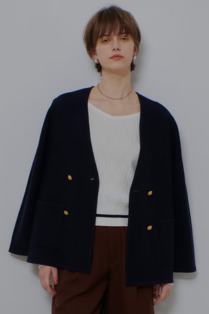 アルアバイル/allurevilleの【予約販売】ガーターノーカラーニットジャケット(110800/110803)