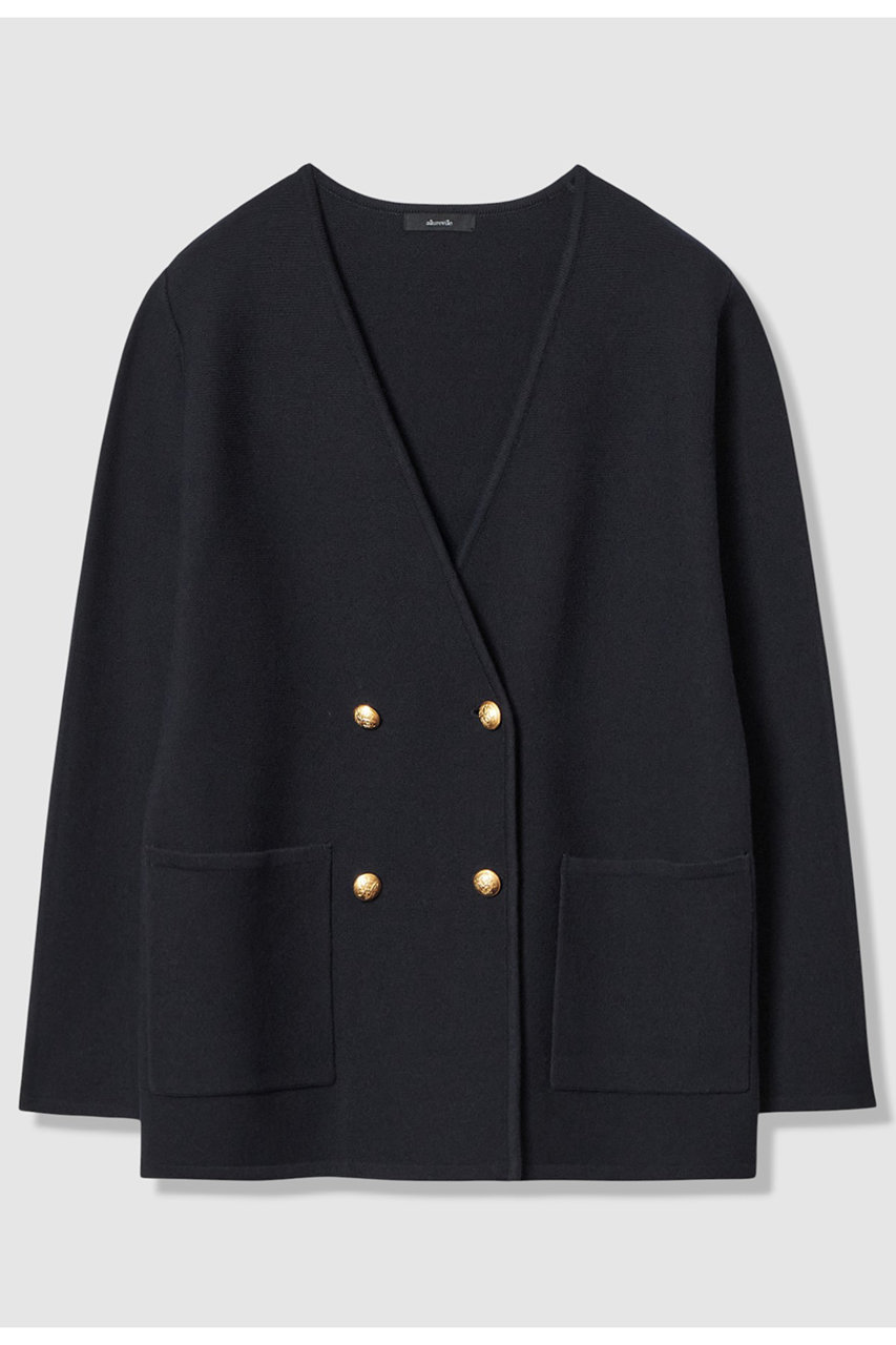 アルアバイル/allurevilleの【予約販売】ガーターノーカラーニットジャケット(ネイビー/20261016310-98-020)