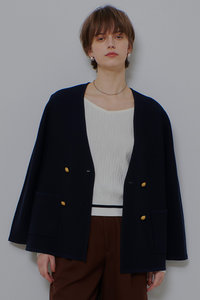 allureville 22AW モヘア混 ショートコート 切替 2 黒 セール】 カシミヤ混リバービックショールコート （トレンチコート