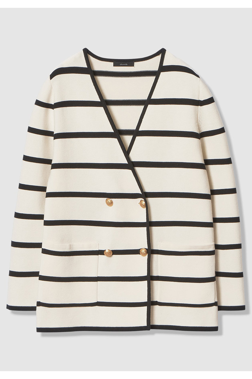 アルアバイル/allurevilleの【予約販売】ガーターノーカラーニットジャケット(ブラック系/20261016310-98-020)