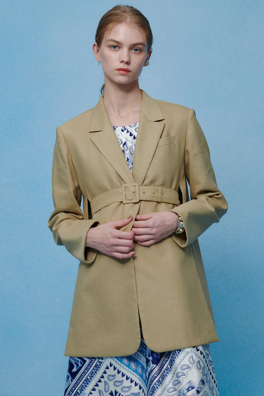 アルアバイル/allurevilleの【予約販売】【LOULOU WILLOUGHBY】NALYA リネンストレッチベルトジャケット(ベージュ/21261010060-11-020)