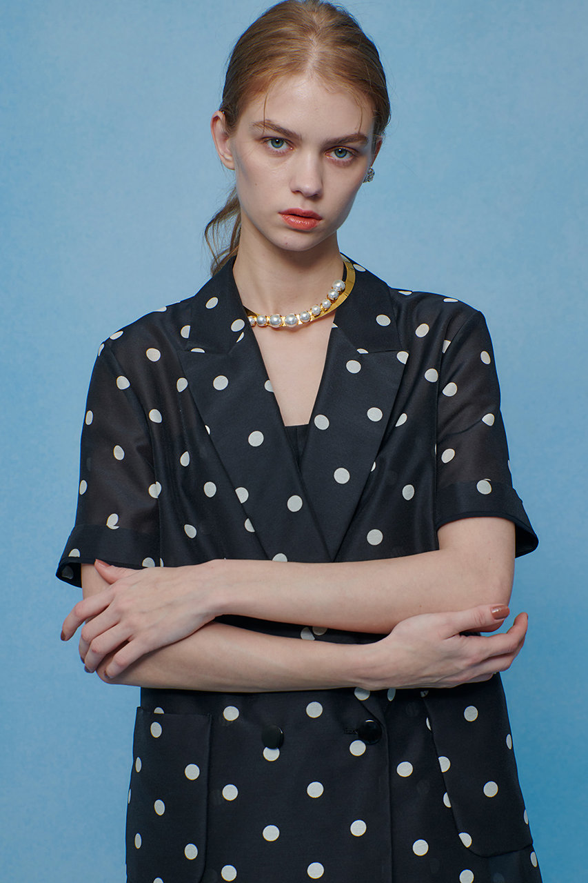 アルアバイル/allurevilleの【予約販売】【LOULOU WILLOUGHBY】オーガンドットハーフスリーブジャケット(ブラック/21261010100-95-020)