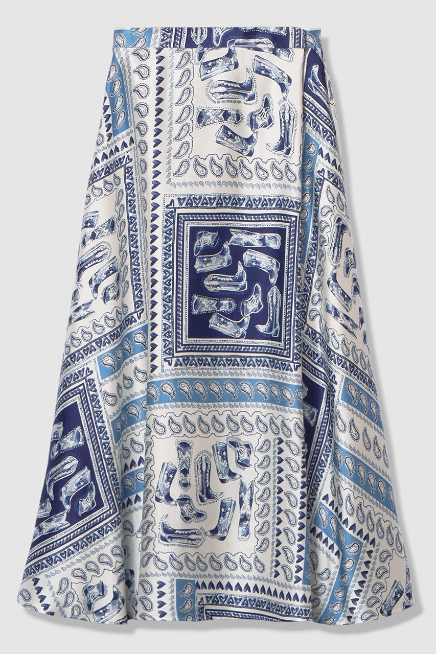 アルアバイル/allurevilleの【LOULOU WILLOUGHBY】ウエスタンスカーフプリントフレアスカート(ブルー/21261011130-95-020)