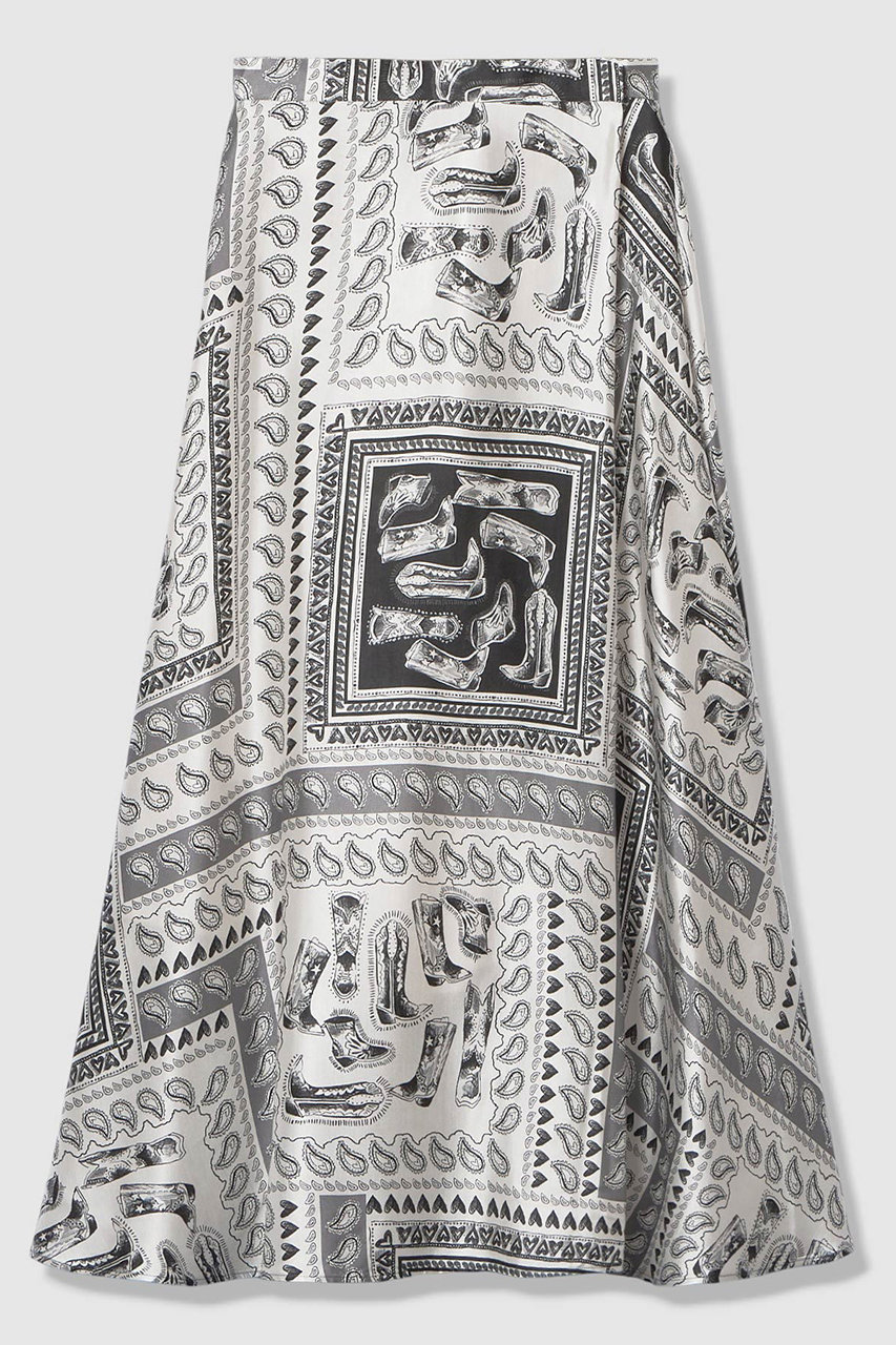 アルアバイル/allurevilleの【LOULOU WILLOUGHBY】ウエスタンスカーフプリントフレアスカート(ブラック/21261011130-95-020)