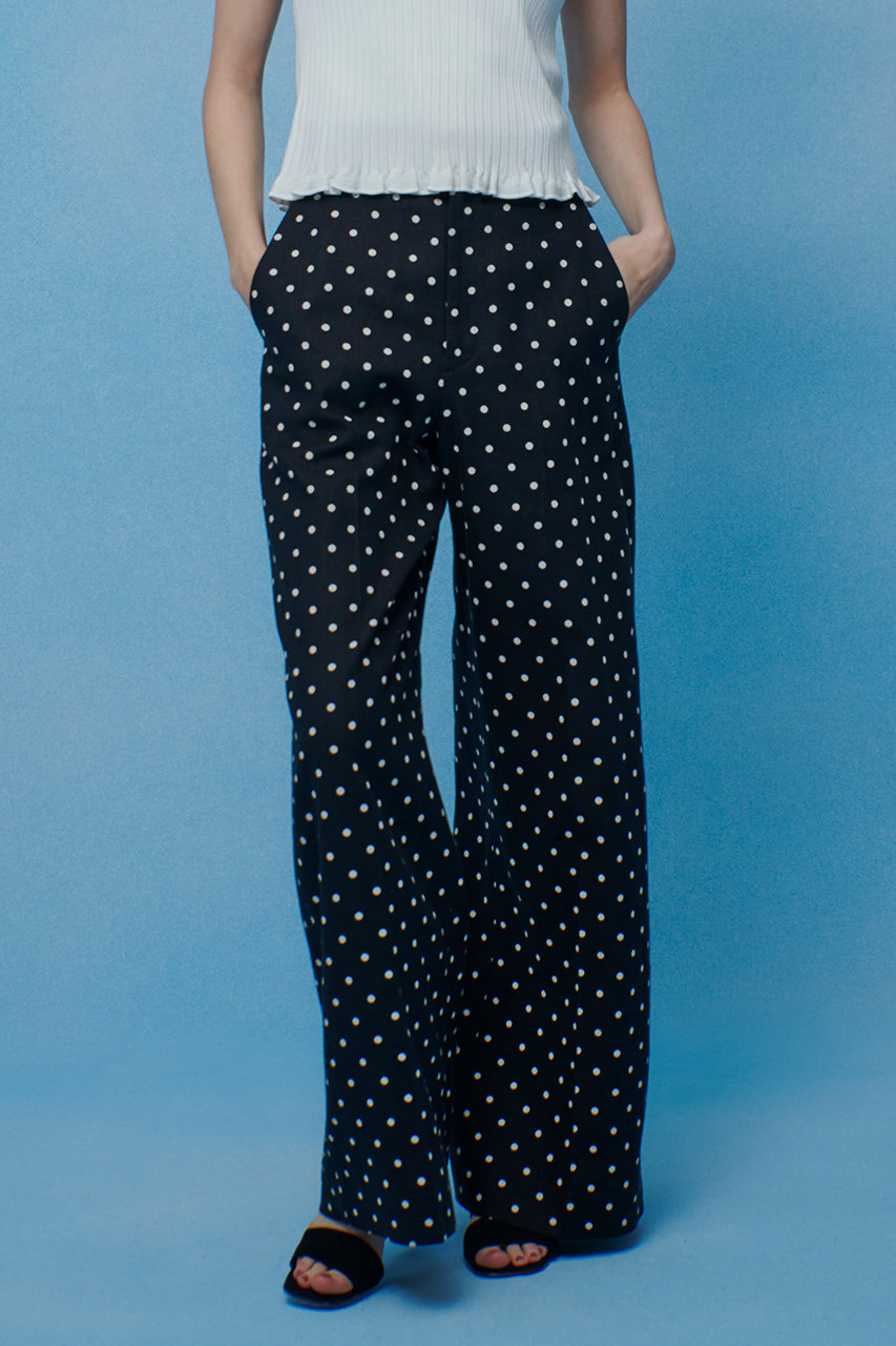 アルアバイル/allurevilleの【予約販売】【LOULOU WILLOUGHBY】リネン混ドットワイドパンツ(ブラック系/21261012120-08-020)