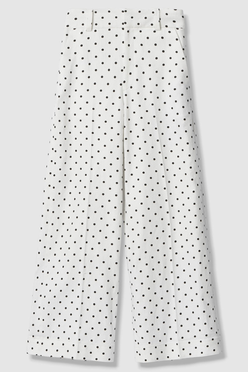 アルアバイル/allurevilleの【予約販売】【LOULOU WILLOUGHBY】リネン混ドットワイドパンツ(ホワイト系/21261012120-08-020)