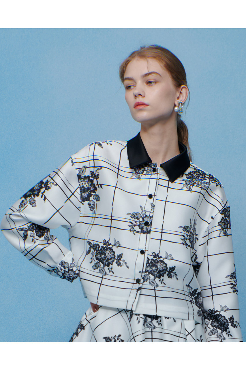 アルアバイル/allurevilleの【予約販売】【LOULOU WILLOUGHBY】SILK COフラワーチェックシャツブラウス(ホワイト系/21261013120-08-020)