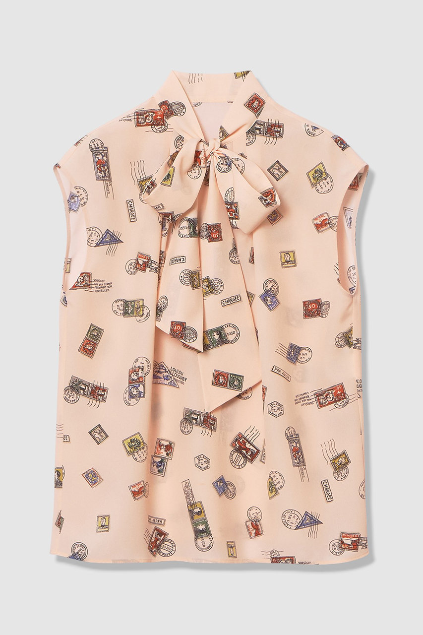 【LOULOU WILLOUGHBY】レタープリントリボンブラウス