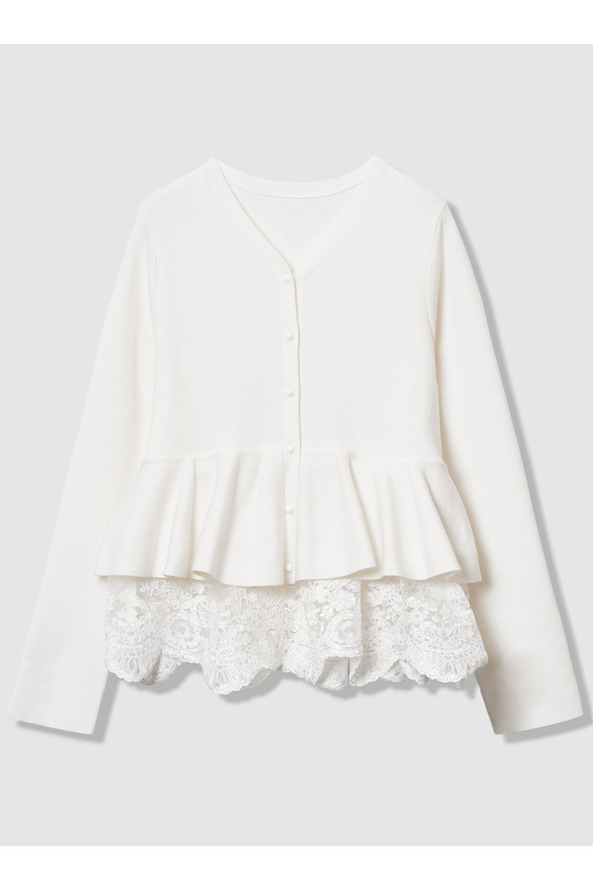 アルアバイル/allurevilleの【予約販売】【LOULOU WILLOUGHBY】レースレイヤーペプラムカーディガン(オフホワイト/21261016070-95-020)