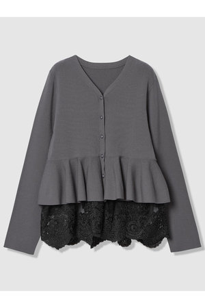 アルアバイル/allurevilleの【予約販売】【LOULOU WILLOUGHBY】レースレイヤーペプラムカーディガン(110300/110303)